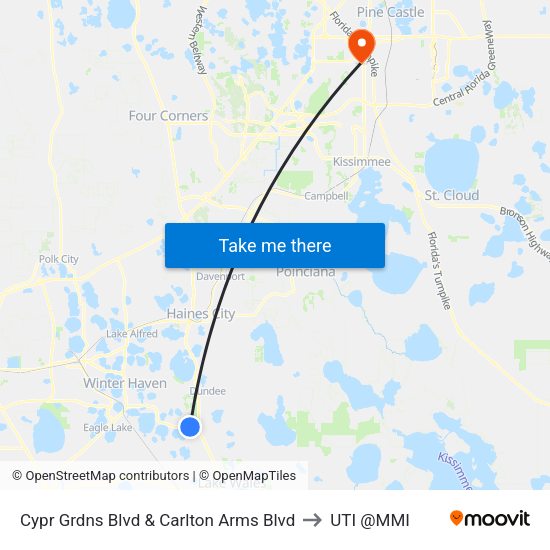 Cypr Grdns Blvd & Carlton Arms Blvd to UTI @MMI map