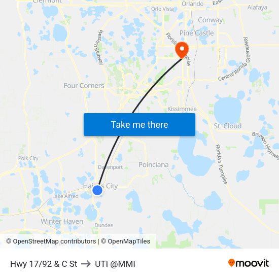 Hwy 17/92 & C St to UTI @MMI map