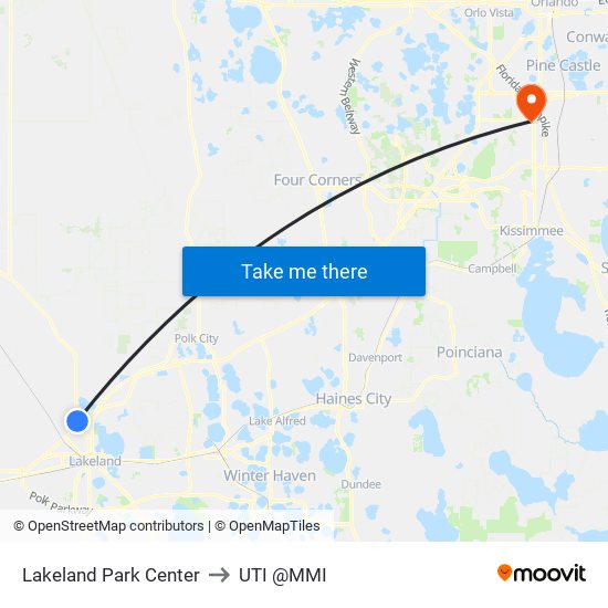 Lakeland Park Center to UTI @MMI map