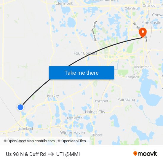 Us 98 N & Duff Rd to UTI @MMI map