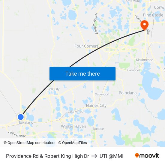 Providence Rd & Robert King High Dr to UTI @MMI map