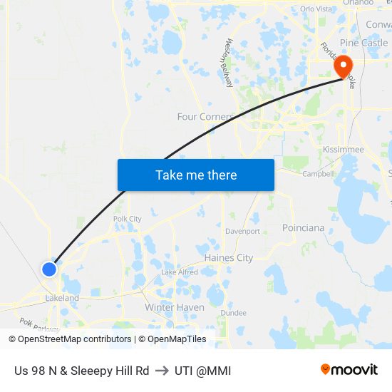 Us 98 N & Sleeepy Hill Rd to UTI @MMI map