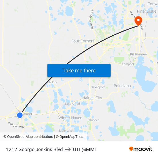 1212 George Jenkins Blvd to UTI @MMI map