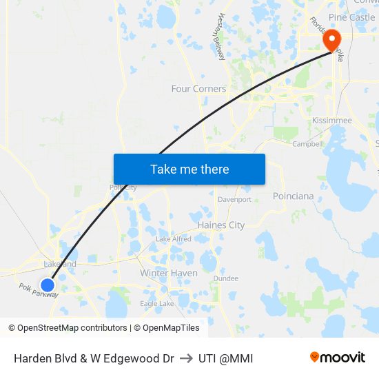 Harden Blvd & W Edgewood Dr to UTI @MMI map