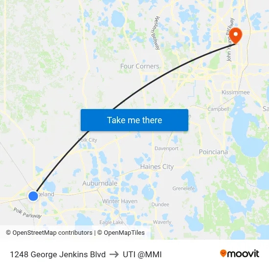 1248 George Jenkins Blvd to UTI @MMI map