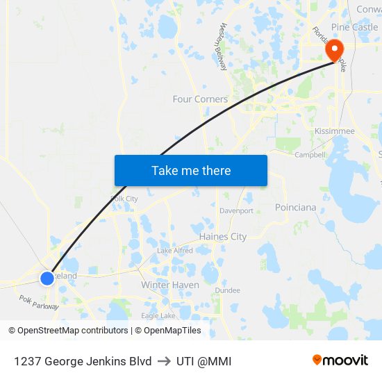 1237 George Jenkins Blvd to UTI @MMI map