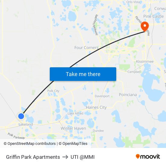 Griffin Park Apartments to UTI @MMI map