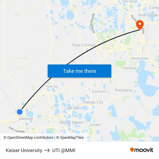 Keiser University to UTI @MMI map