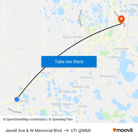 Jewell Ave & W Memorial Blvd to UTI @MMI map
