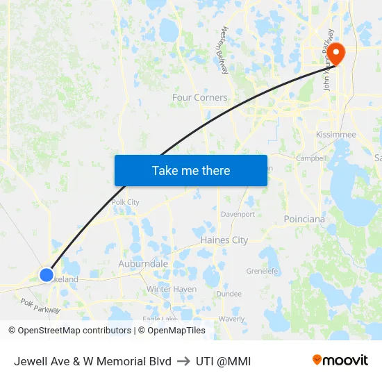 Jewell Ave & W Memorial Blvd to UTI @MMI map