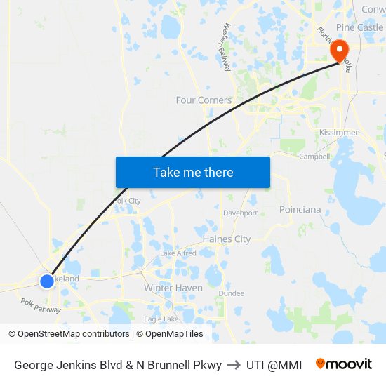 George Jenkins Blvd & N Brunnell Pkwy to UTI @MMI map