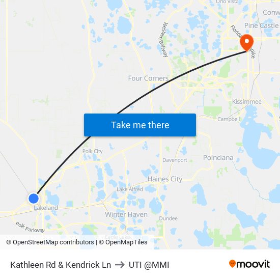 Kathleen Rd & Kendrick Ln to UTI @MMI map