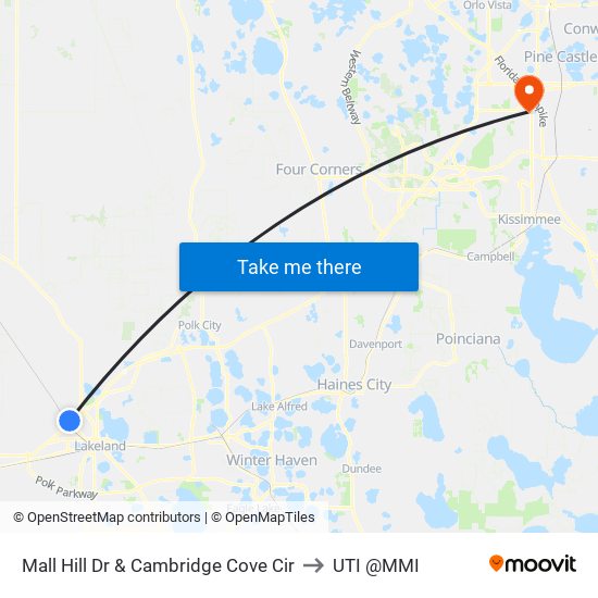 Mall Hill Dr & Cambridge Cove Cir to UTI @MMI map