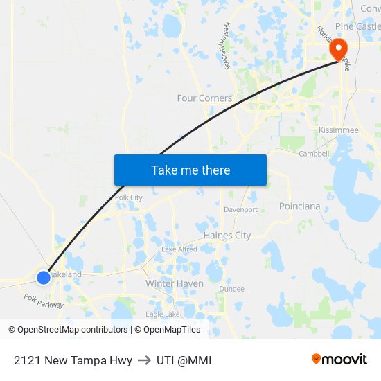 2121 New Tampa Hwy to UTI @MMI map