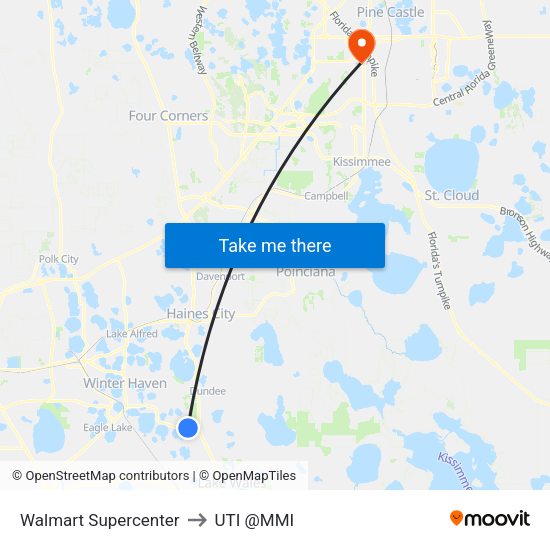 Walmart Supercenter to UTI @MMI map