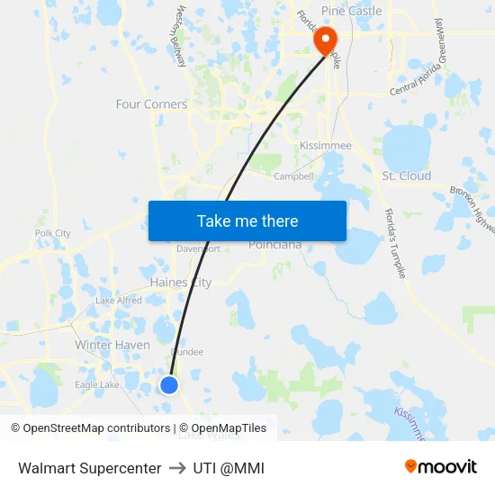 Walmart Supercenter to UTI @MMI map