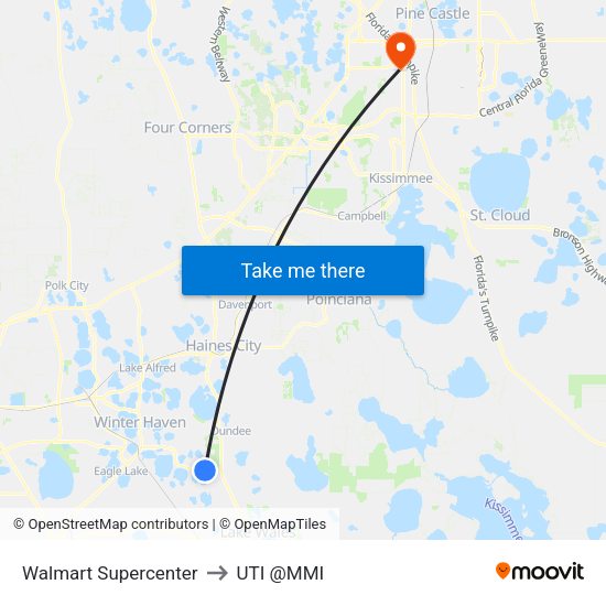 Walmart Supercenter to UTI @MMI map