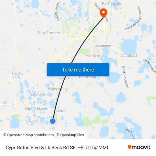 Cypr Grdns Blvd & Lk Bess Rd SE to UTI @MMI map