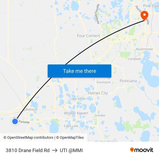 3810 Drane Field Rd to UTI @MMI map