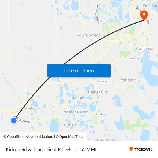 Kidron Rd & Drane Field Rd to UTI @MMI map