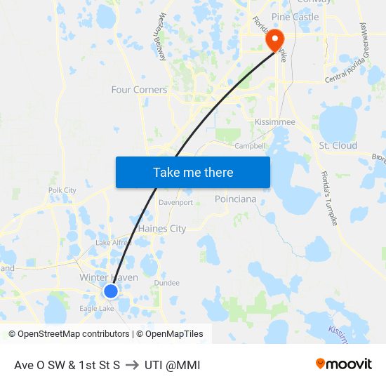 Ave O SW & 1st St S to UTI @MMI map