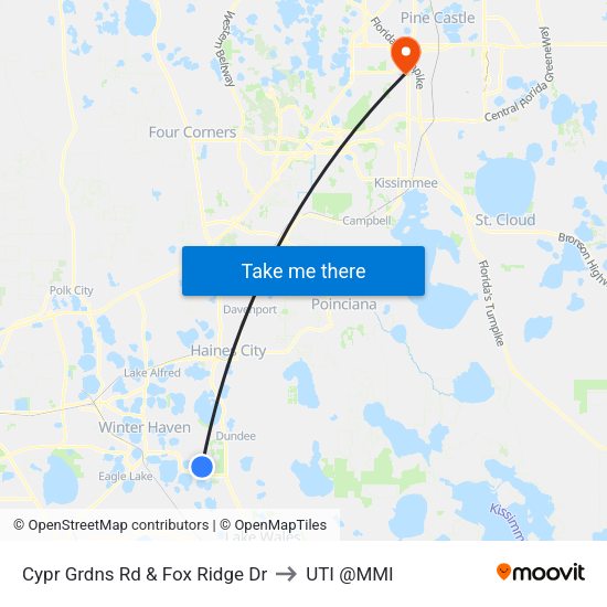 Cypr Grdns Rd & Fox Ridge Dr to UTI @MMI map