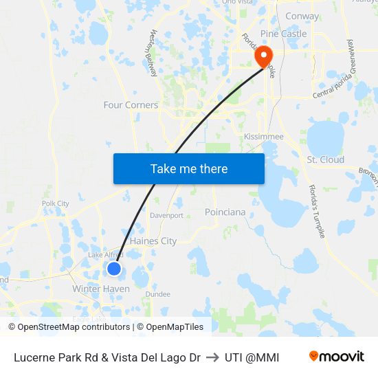 Lucerne Park Rd & Vista Del Lago Dr to UTI @MMI map