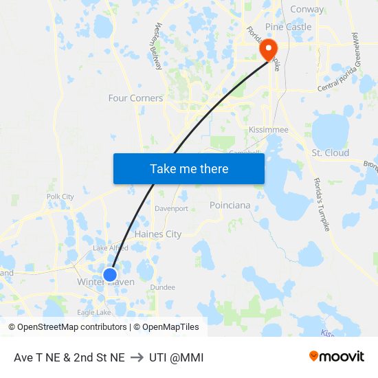 Ave T NE & 2nd St NE to UTI @MMI map