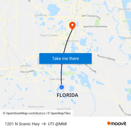 1201 N Scenic Hwy to UTI @MMI map
