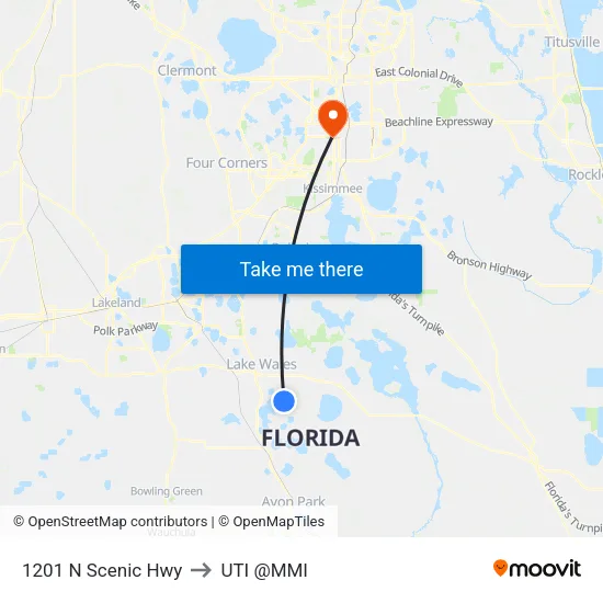 1201 N Scenic Hwy to UTI @MMI map