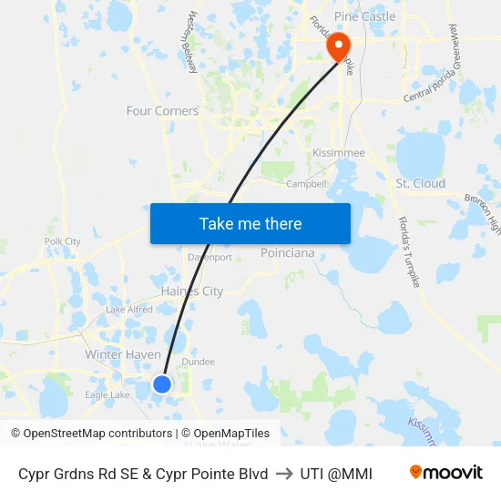 Cypr Grdns Rd SE & Cypr Pointe Blvd to UTI @MMI map