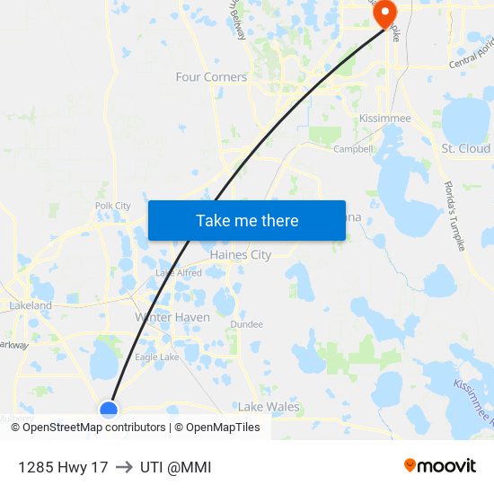 1285 Hwy 17 to UTI @MMI map