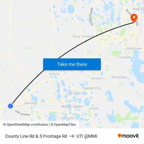 County Line Rd & S Frontage Rd to UTI @MMI map