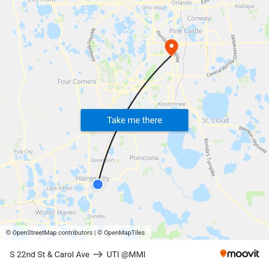 S 22nd St & Carol Ave to UTI @MMI map