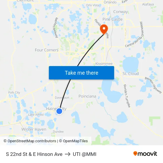 S 22nd St & E Hinson Ave to UTI @MMI map
