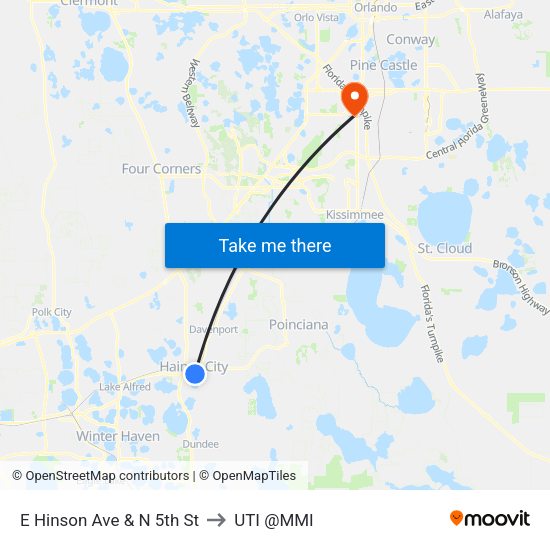 E Hinson Ave & N 5th St to UTI @MMI map