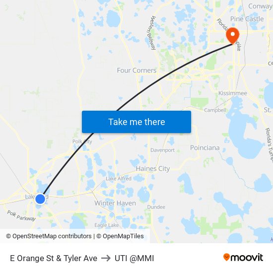 E Orange St & Tyler Ave to UTI @MMI map