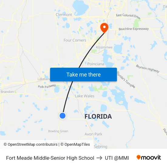 Fort Meade Middle-Senior High School to UTI @MMI map