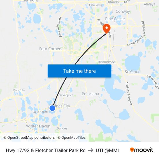 Hwy 17/92 & Fletcher Trailer Park Rd to UTI @MMI map