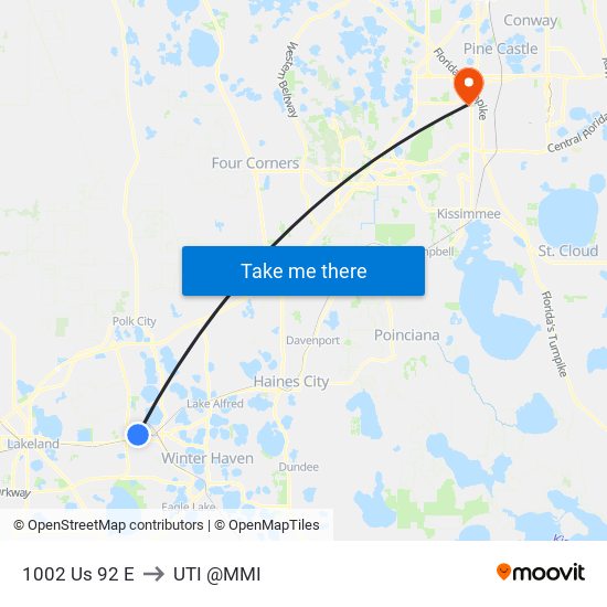 1002 Us 92 E to UTI @MMI map