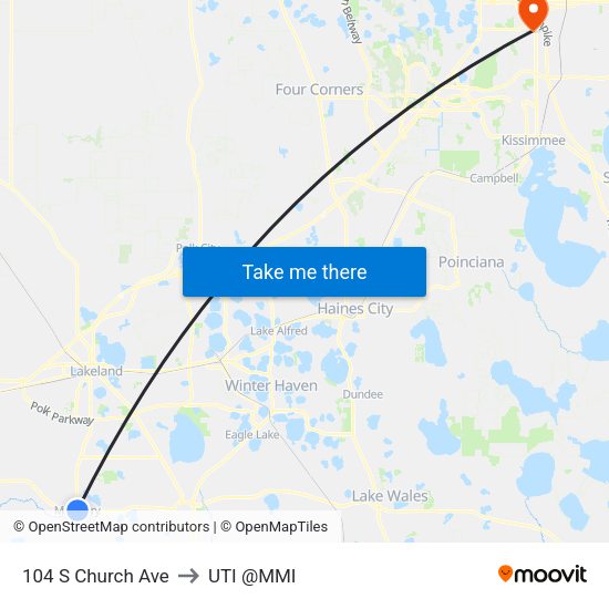 104 S Church Ave to UTI @MMI map