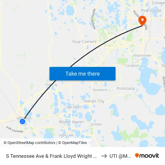 S Tennessee Ave & Frank Lloyd Wright Way to UTI @MMI map