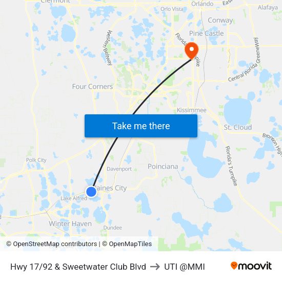 Hwy 17/92 & Sweetwater Club Blvd to UTI @MMI map
