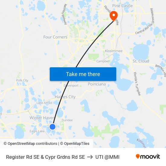 Register Rd SE & Cypr Grdns Rd SE to UTI @MMI map