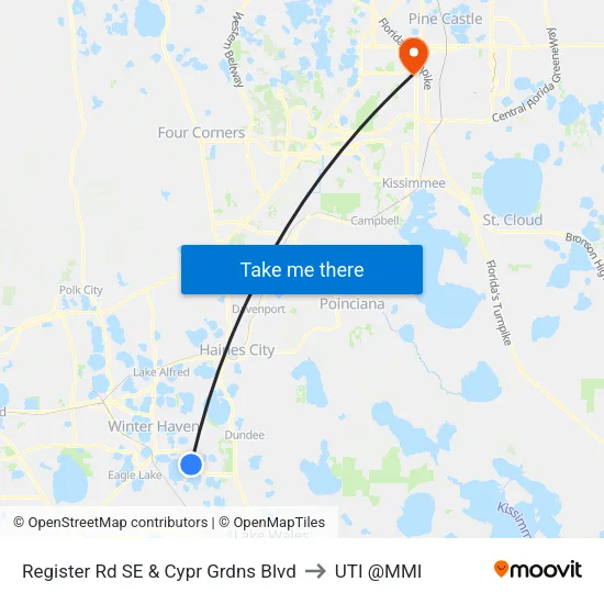 Register Rd SE & Cypr Grdns Blvd to UTI @MMI map