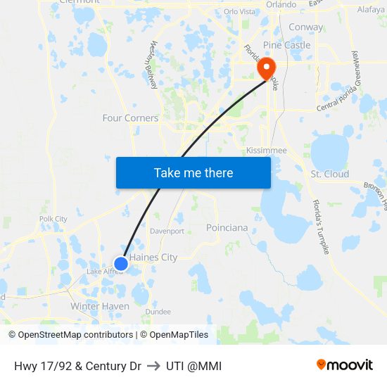 Hwy 17/92 & Century Dr to UTI @MMI map
