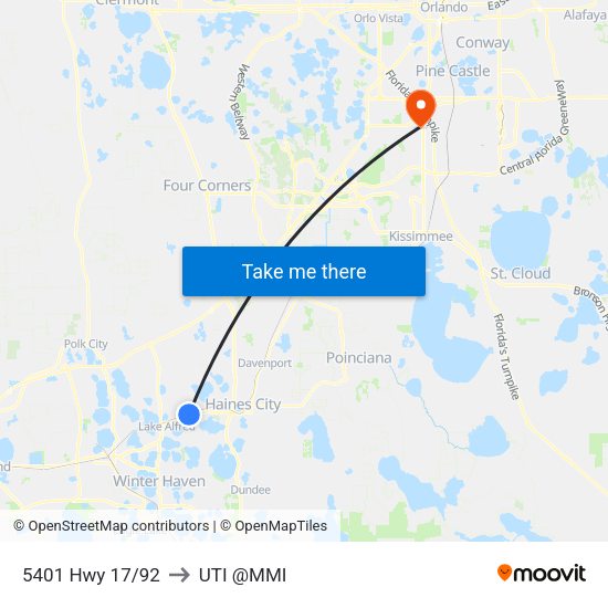 5401 Hwy 17/92 to UTI @MMI map