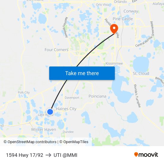 1594 Hwy 17/92 to UTI @MMI map