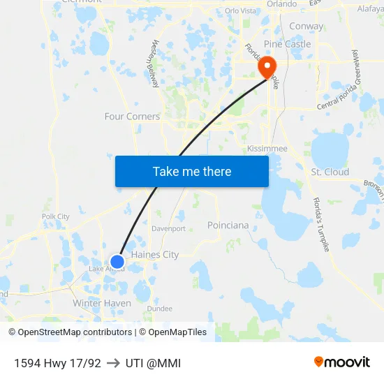 1594 Hwy 17/92 to UTI @MMI map