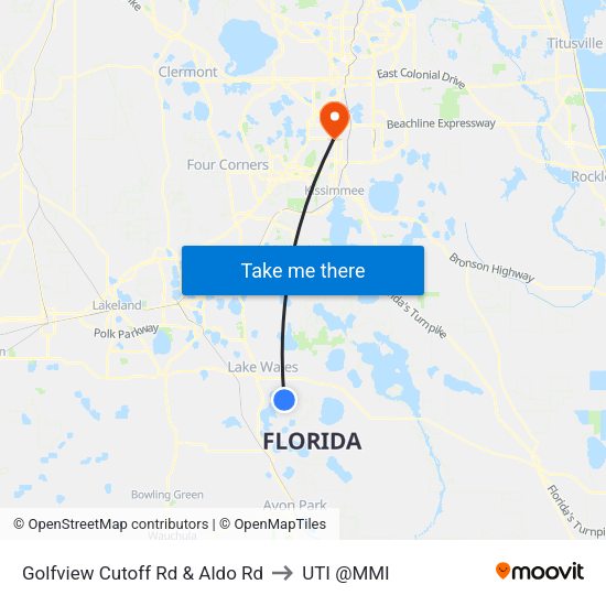 Golfview Cutoff Rd & Aldo Rd to UTI @MMI map